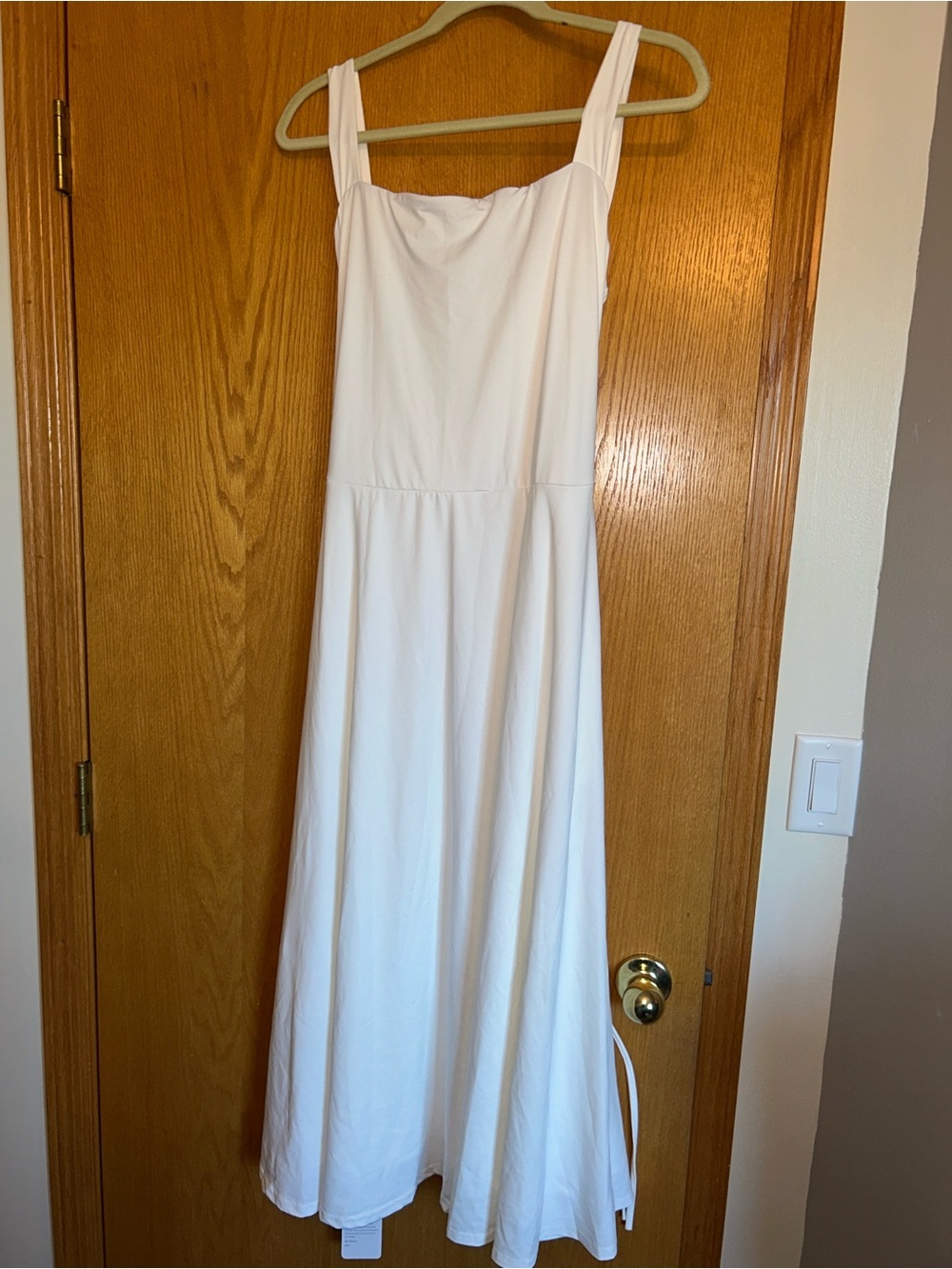 Elegant White Square Neck with corset back Maxi Dress